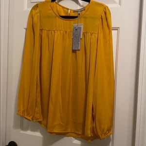 NWT Long sleeve, textured , mustard color blouse